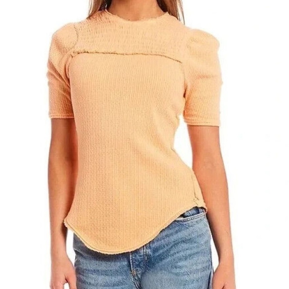 Free People Top We The Free Red Delicious Tee Shirt in Sunset Drive Orange Sz M
